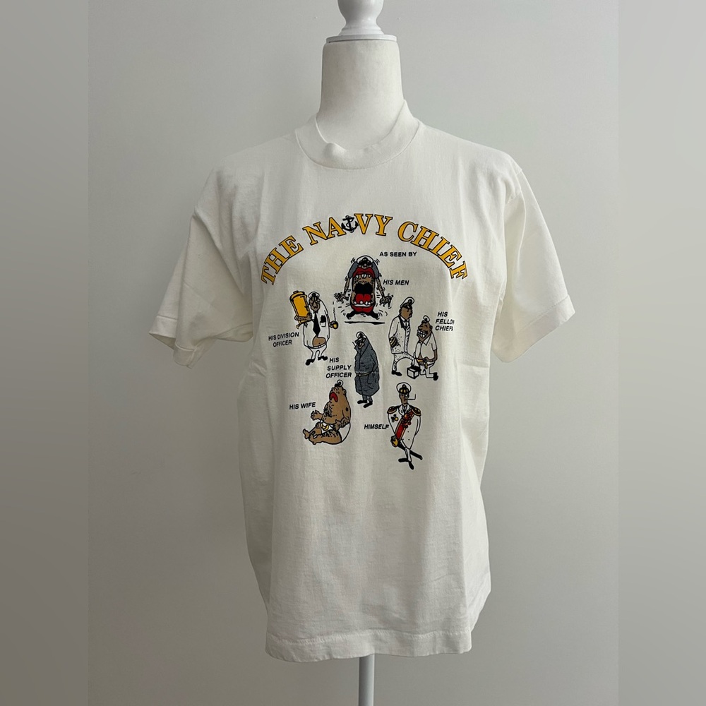 Vintage The Navy Chief Funny Single Stitch T-Shirt Sz L Made in the USA